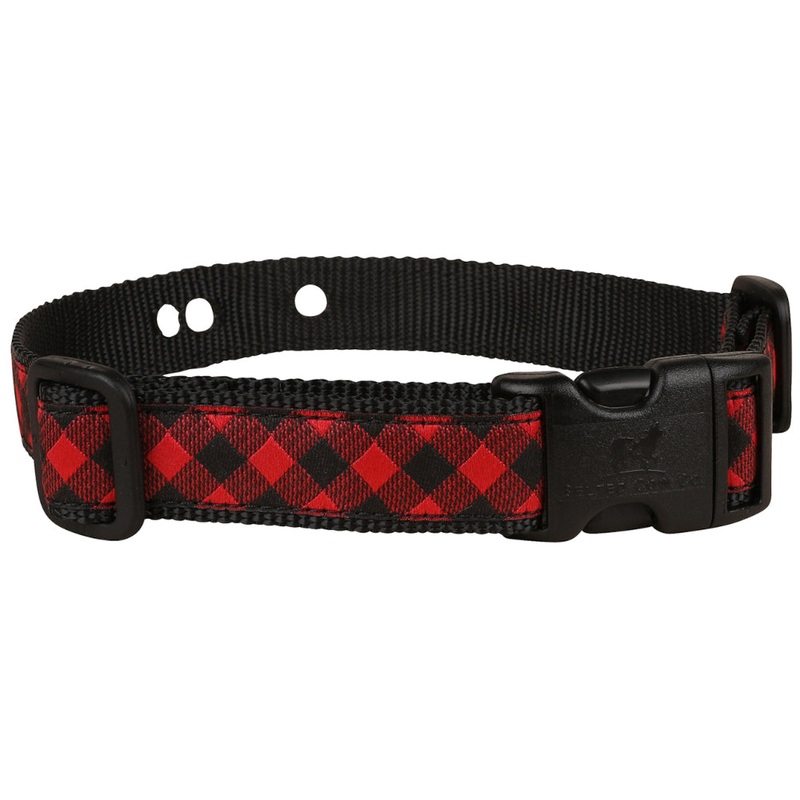 1 Underground Fence Dog Collar – Buffalo Plaid, Red Large