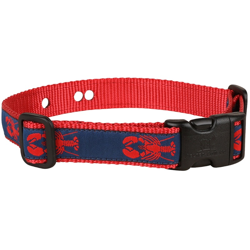 1 Underground Fence Dog Collar – Red Lobster on Navy Blue Large