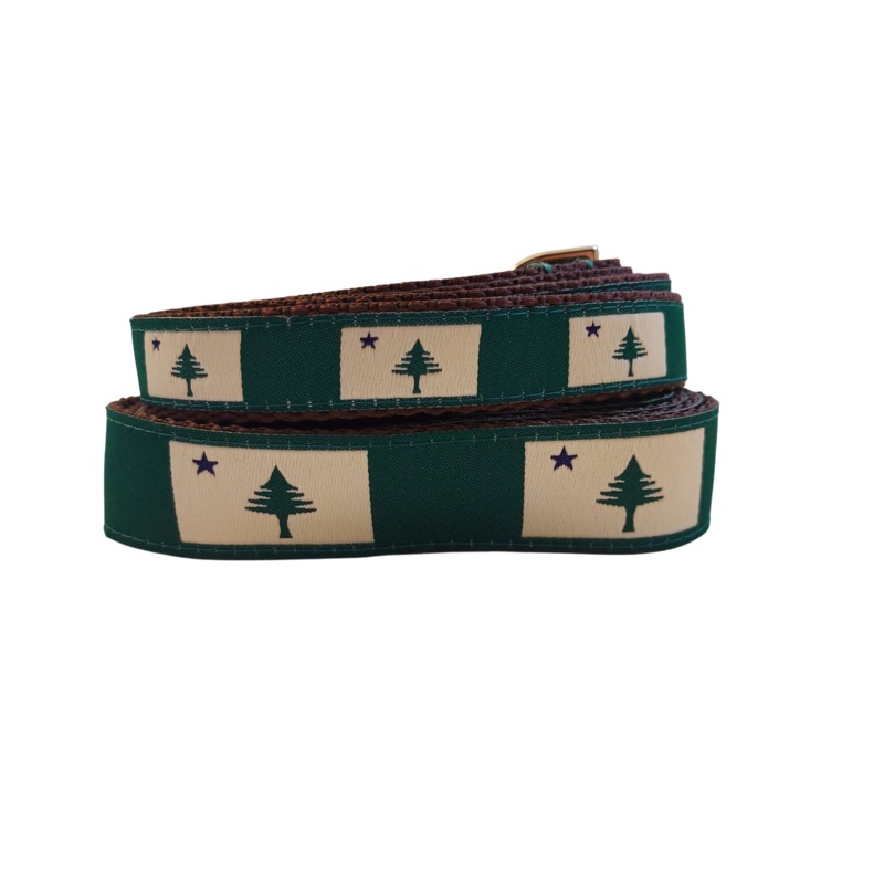 3/4 Ribbon Dog Collar  1820/1901 Maine Flag, Green Medium