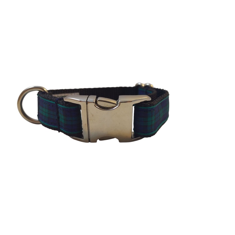 3/4 Ribbon Dog Collar  Black Watch Tartan Medium