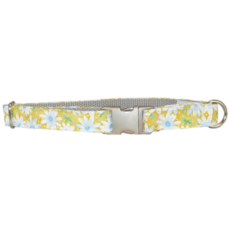 3/4 Ribbon Dog Collar  Daisy, Yellow Medium