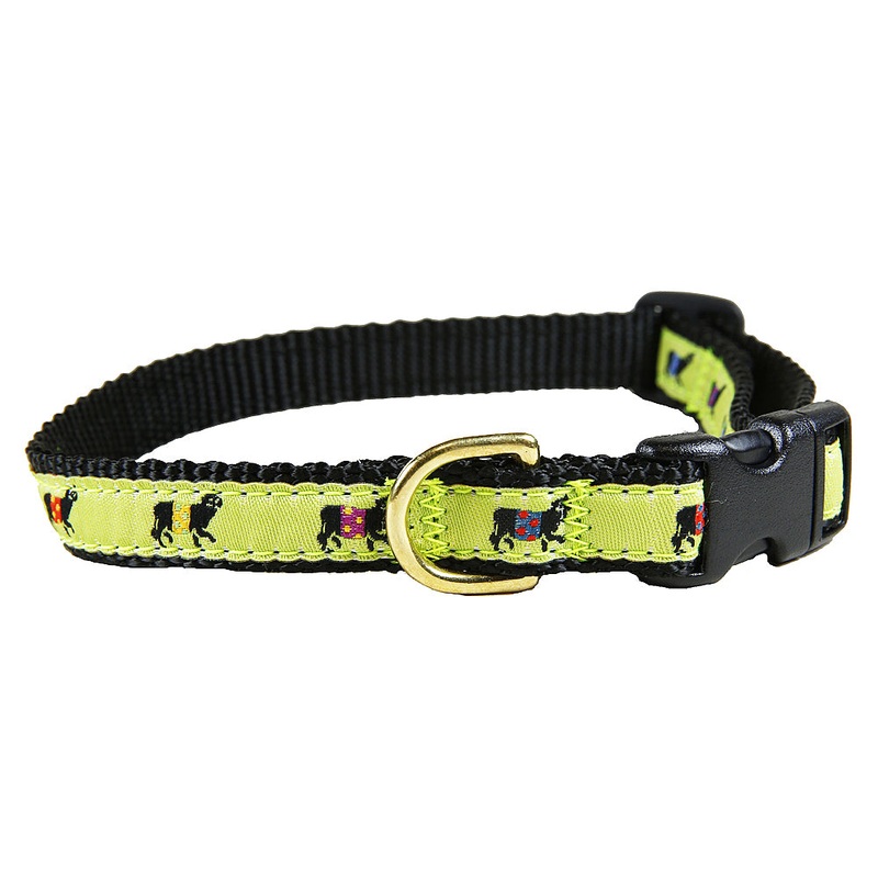5/8 Ribbon Dog Collar  Beltie Cow,  Lime XX-Small