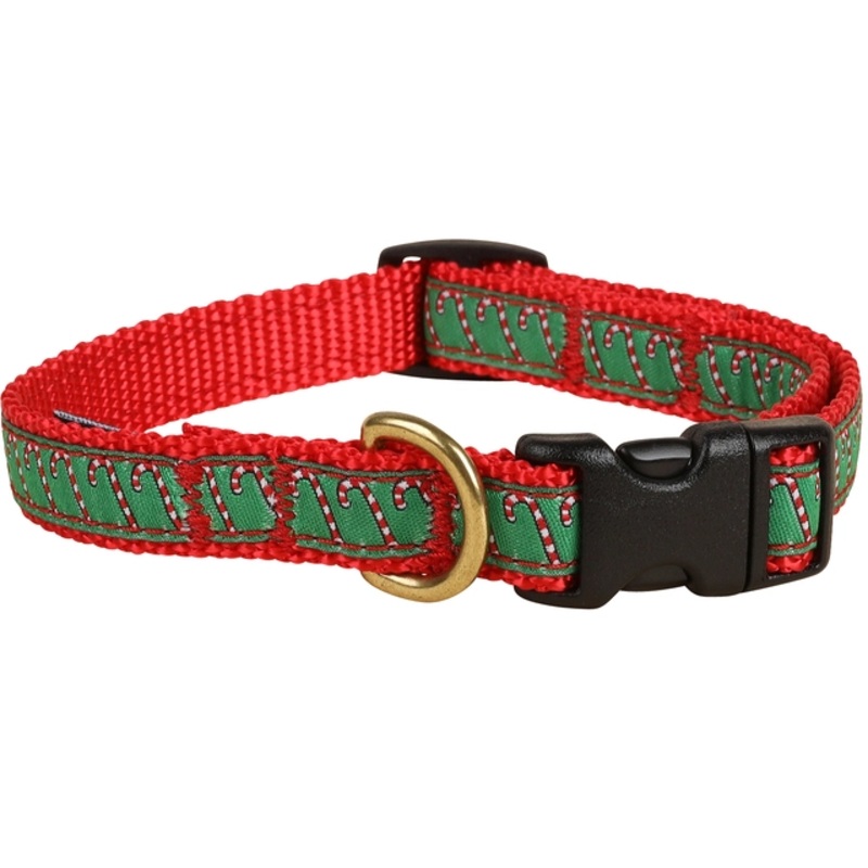5/8 Ribbon Dog Collar  Candy Cane XX-Small