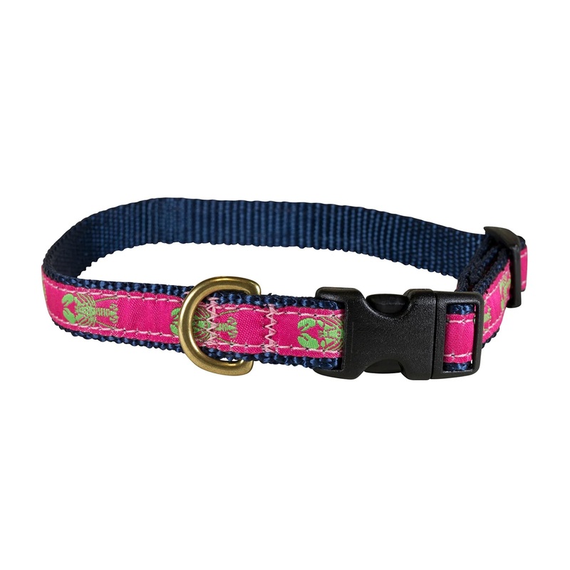 5/8 Ribbon Dog Collar  Lobster,  Pink on Lime Green XX-Small