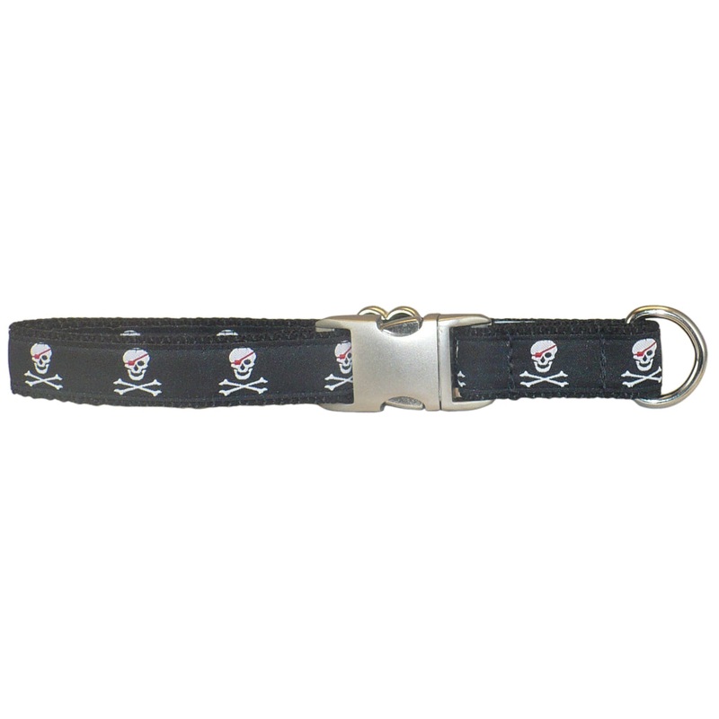 5/8 Ribbon Dog Collar  Pirate Skulls, Black – Toy