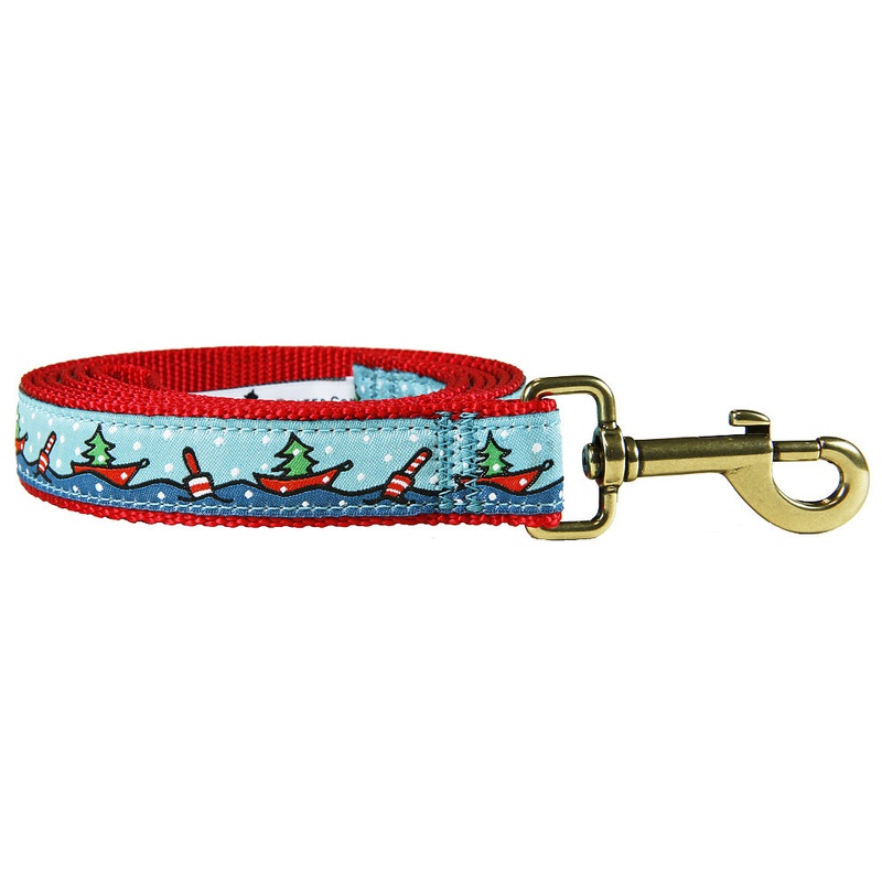 1 x 6ft Ribbon Dog Leash  Holiday Lobster Boats