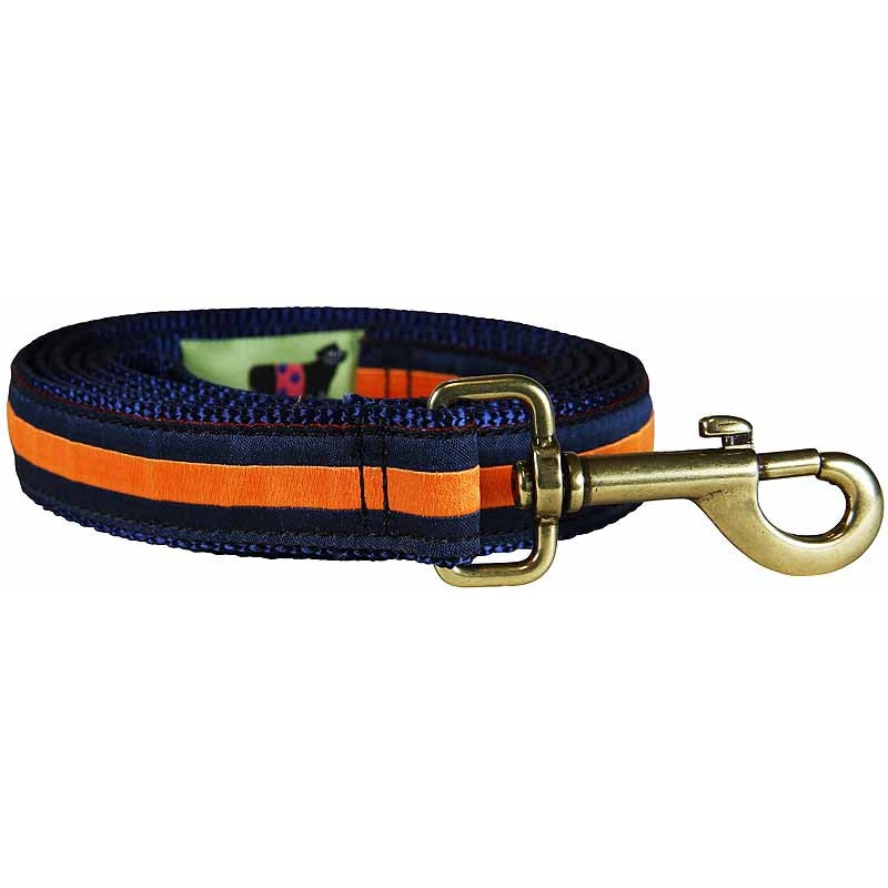 1 x 6ft Ribbon Dog Leash  Orange Stripe on Navy Blue