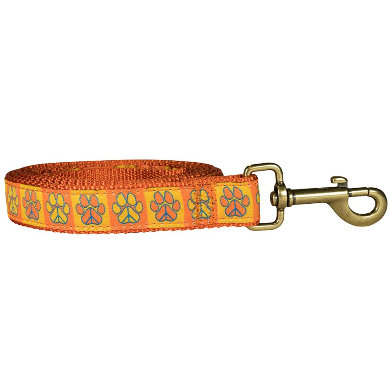 1 x 6ft Ribbon Dog Leash  Peace Paws, Orange