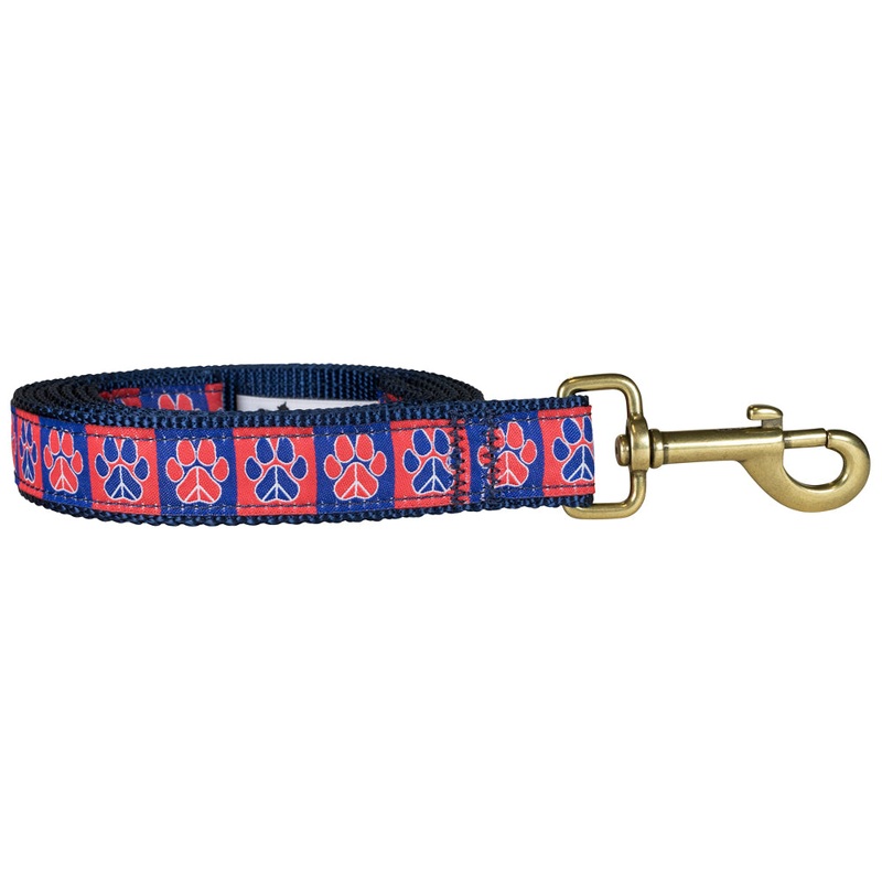 1 x 6ft Ribbon Dog Leash  Peace Paws, Red and Blue