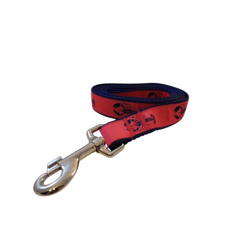 1 Ribbon Dog Leash  Navy Lobster on Pink Ribbon. Navy Nylon 5ft