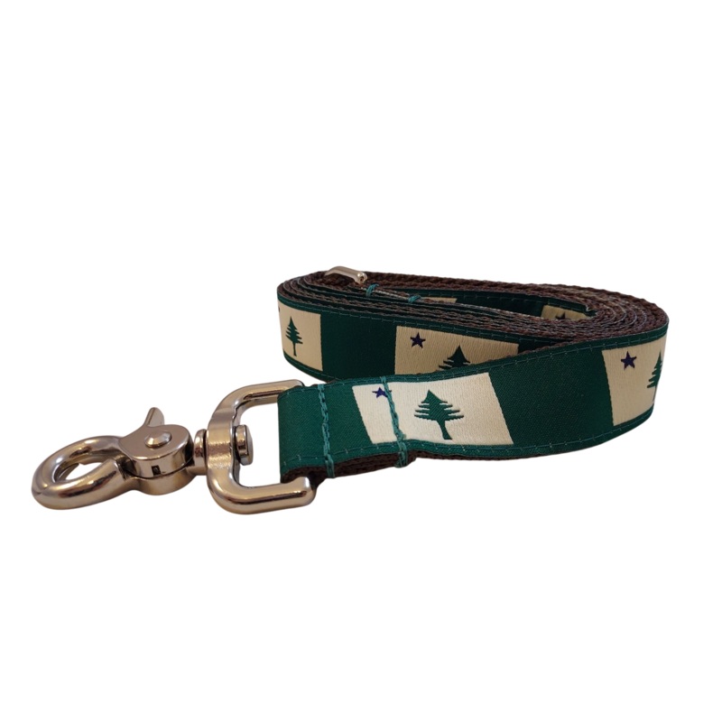1 x 5ft  Ribbon Dog Leash  1820/1901 Maine Flag, Green