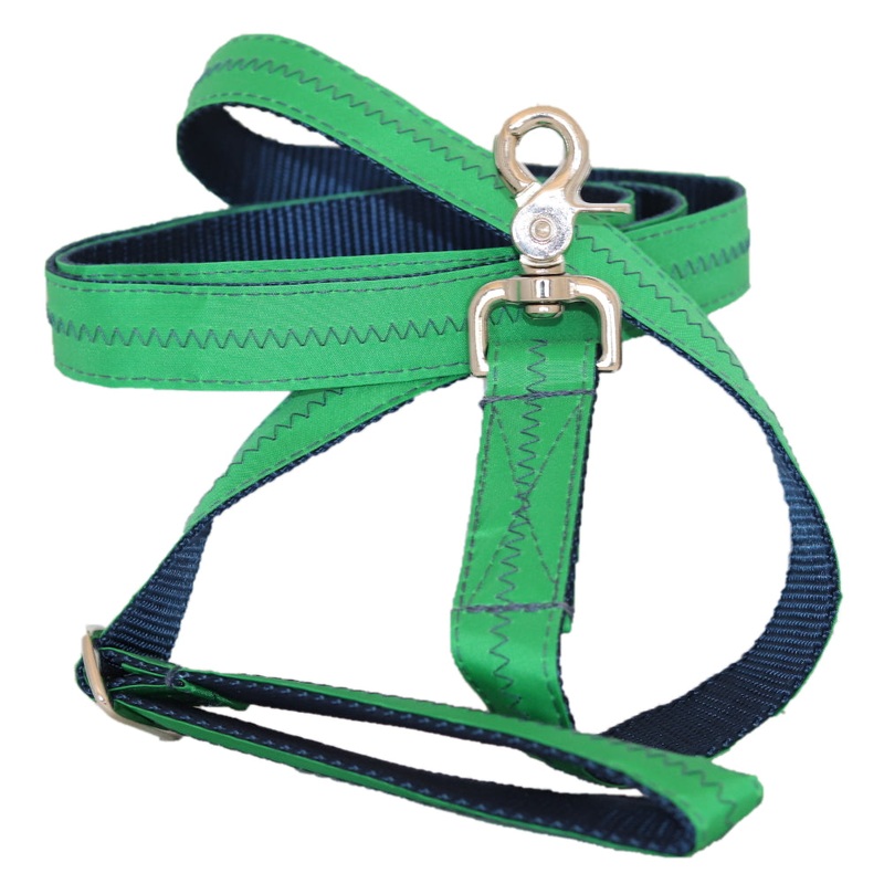 1 x 6ft Sailcloth Dog Leash  Green with Blue Stitching