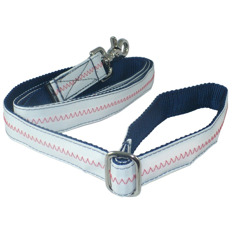1 x 6ft Sailcloth Dog Leash  White with Red Stitching