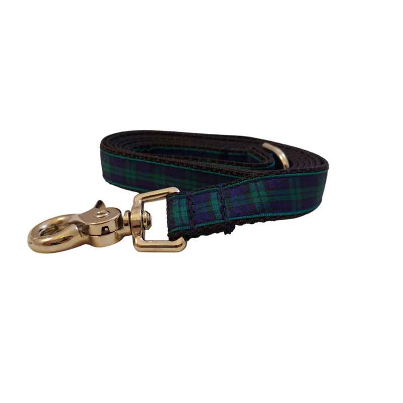 3/4 x 5ft Ribbon Dog Leash  Black Watch Tartan