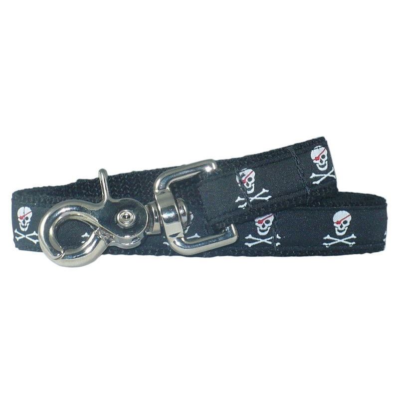 3/4 x 5ft Ribbon Dog Leash  Pirates, Black
