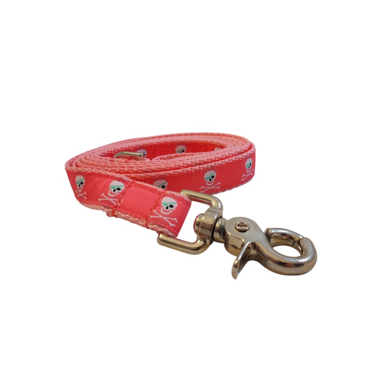3/4 x 5ft Ribbon Dog Leash  Pirates, Pink