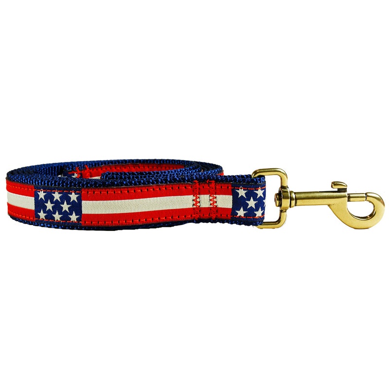 5/8 x 6ft Ribbon Dog Leash  Retro US Flag