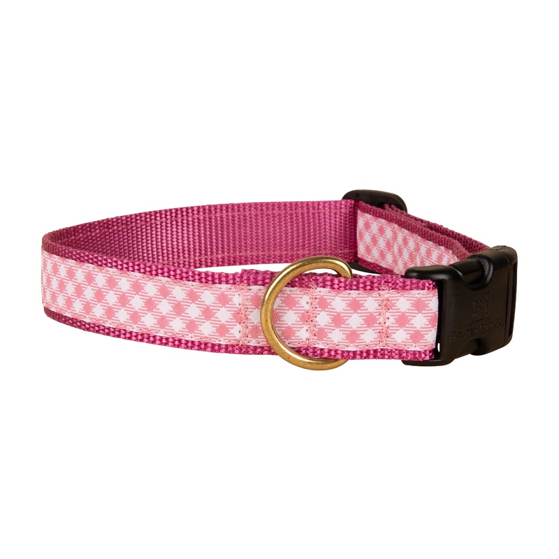 1 Ribbon Dog Collar – Pink Gingham Small