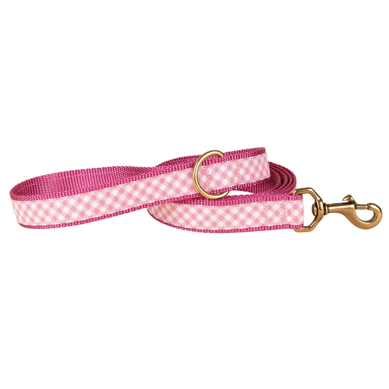 1 x 6ft Ribbon Dog Leash  Pink Gingham