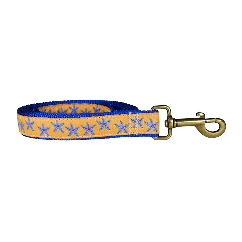 1 x 6ft Ribbon Dog Leash  Starfish, Blue on Yellow