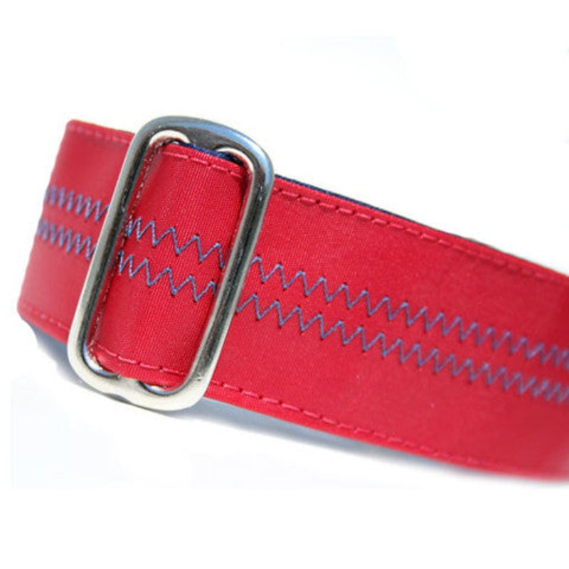 1 x 6ft Sailcloth Dog Leash  Red with Blue Stitching