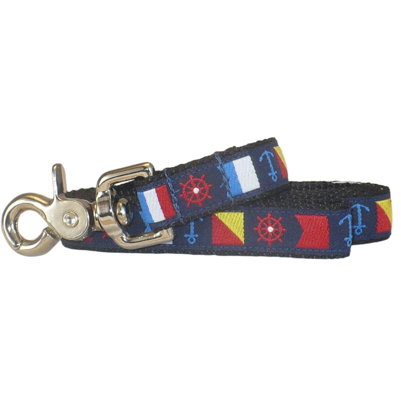 3/4 x 5ft Ribbon Dog Leash  Nautical Flags