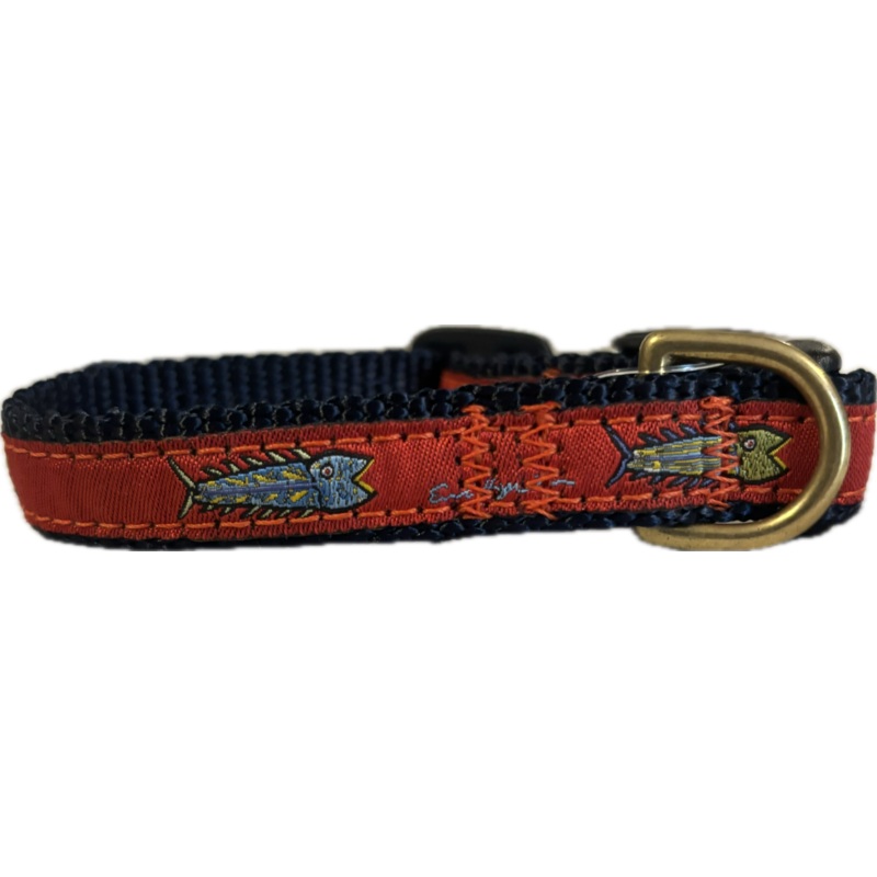 5/8 Ribbon Dog Collar  Hopkins Fish – Red XX-Small