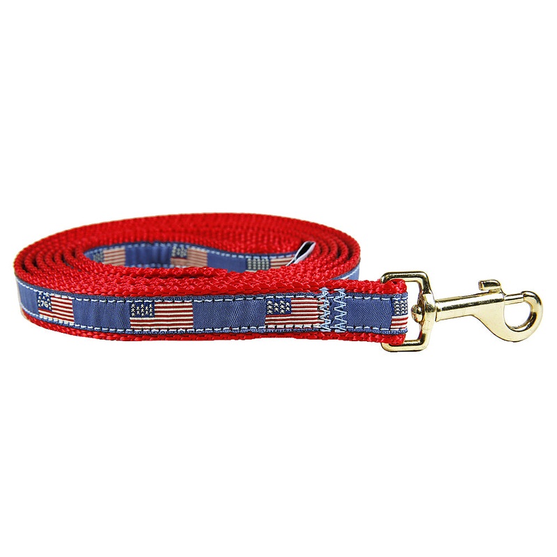 5/8 x 6ft Ribbon Dog Leash  Historic American Flags
