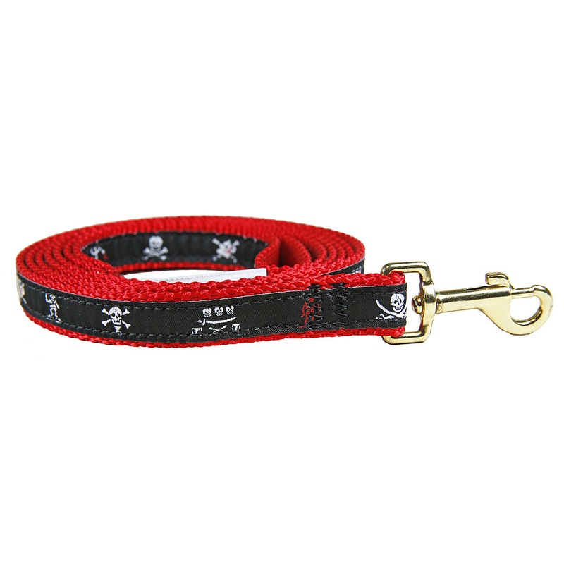 5/8 x 6ft Ribbon Dog Leash  Pirate, Black