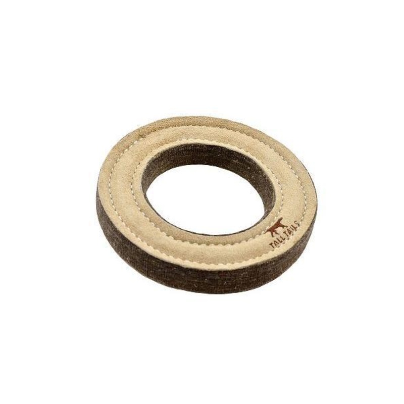 Tall Tails Leather & Wool Ring Dog Toy 7 in