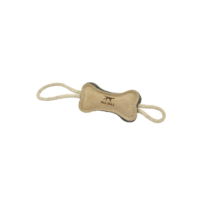 Tall Tails Natural Leather and Wool Tug Dog Toy 16 in