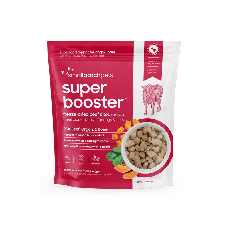 Small Batch Beef Small Bites Freeze Dried Super Booster Topper for Pets 7 oz