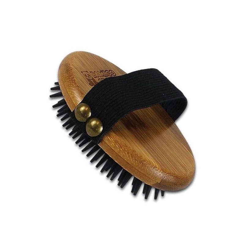 Bamboo Groom Curry Brush with Rubber Bristles