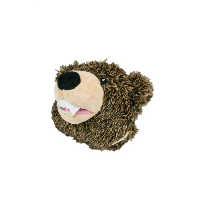 Tall Tails Grizzly Bear Head 2-in-1 Dog Toy