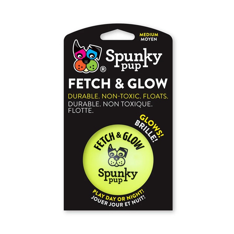 Spunky Pup Glowing Fetch and Glow Ball Toy Medium