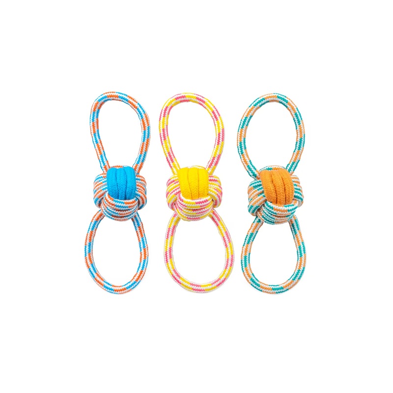 ThoozyPet Figure 8 Knot Ball Rope Dog Toy Orange & Teal