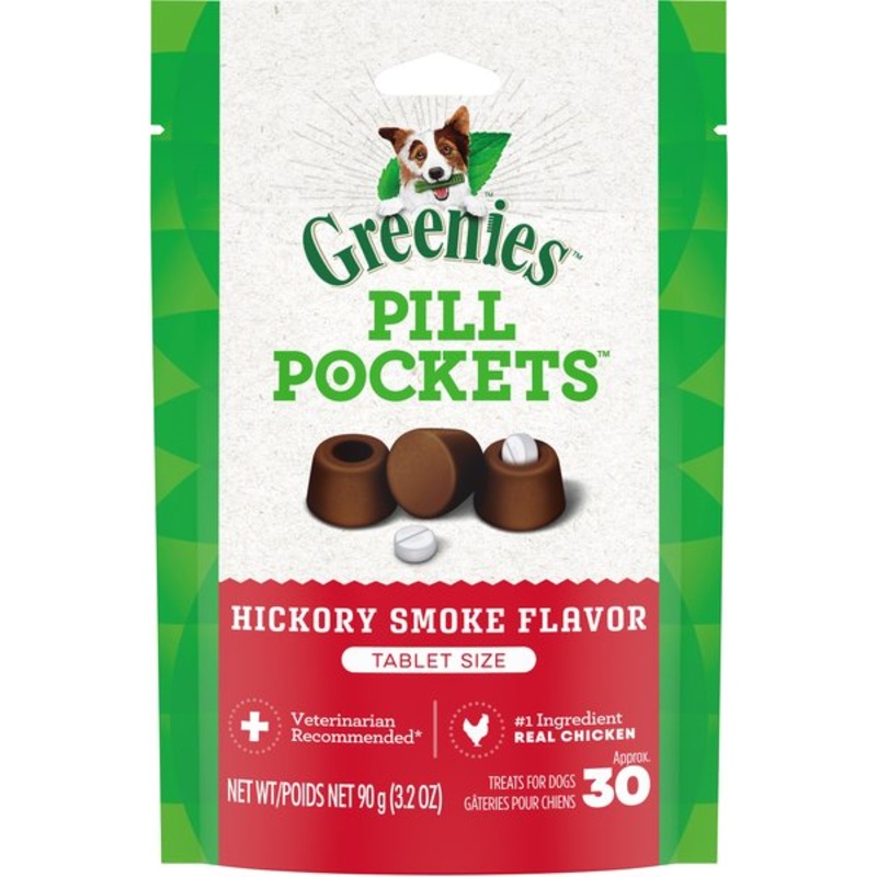 Greenies Pill Pockets Canine Hickory Smoke Flavor Dog Treats tablet sized – 30 treats