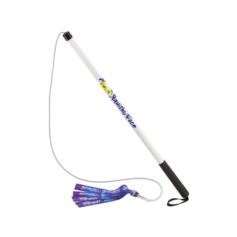 Squishy Face Blue and Purple Flirt Pole V2 with Squeaker Junior