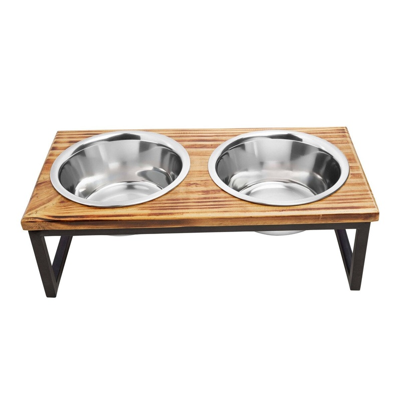 ThoozyPet Contemporary Wooden Double Diner 1 pint