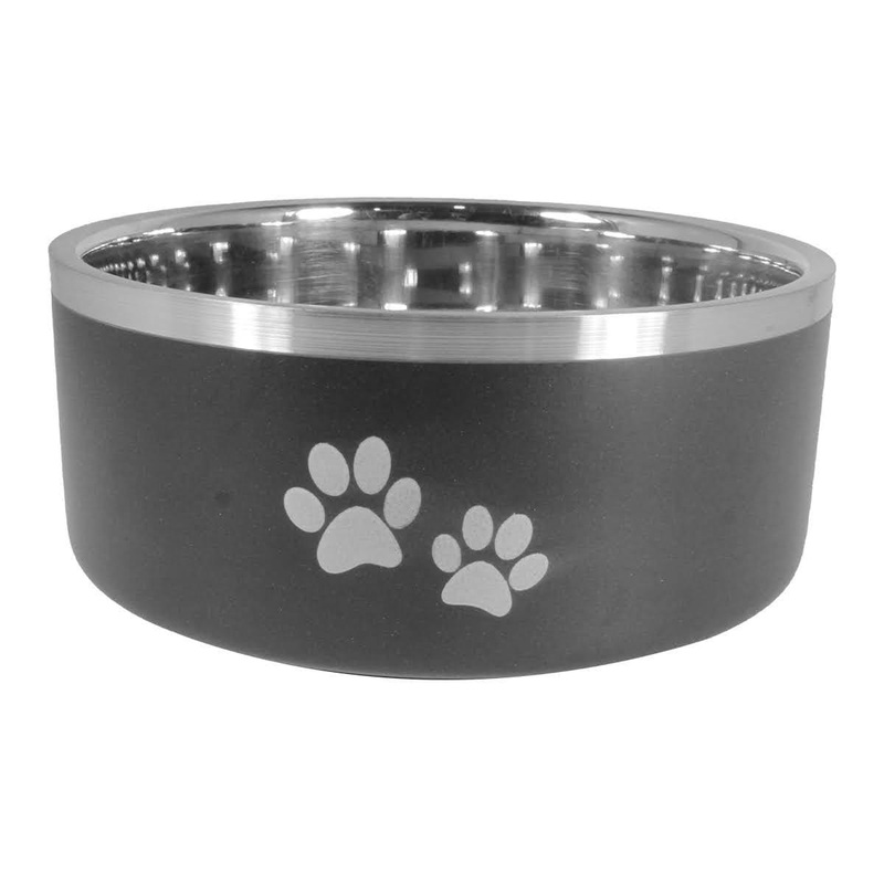 ThoozyPet Double Wall Bowl with Paws in Black 16 oz