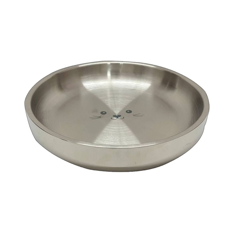 ThoozyPet Double Wall Insulated Stainless Steel Cat Plate 6 in