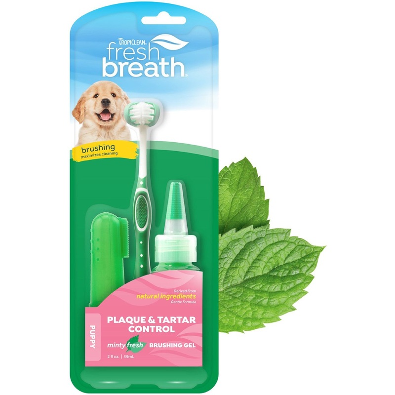 TropiClean Fresh Breath Oral Care Plaque & Tartar Defense Puppy Dental Kit puppy dogs