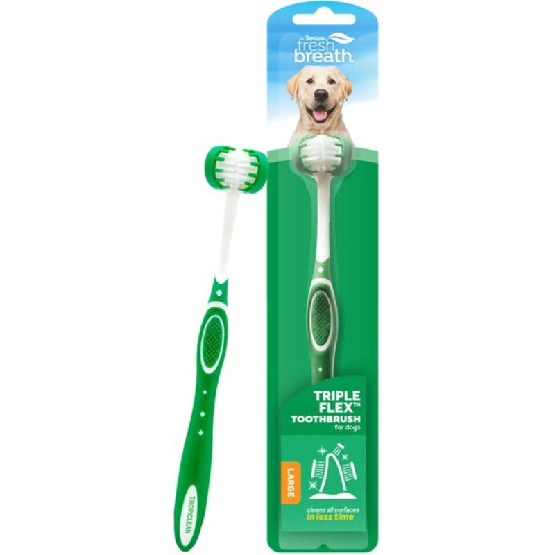 TropiClean Fresh Breath Tripleflex Plaque & Tartar Remover Large Dog Toothbrush large