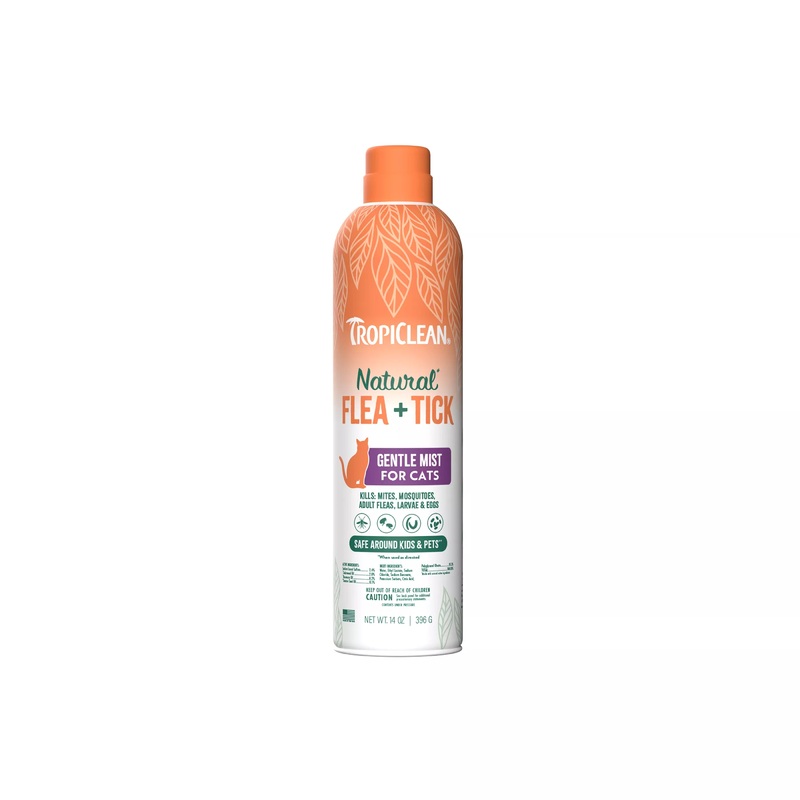 TropiClean Natural Flea & Tick Gentle Spray Mist for Cats 14 oz