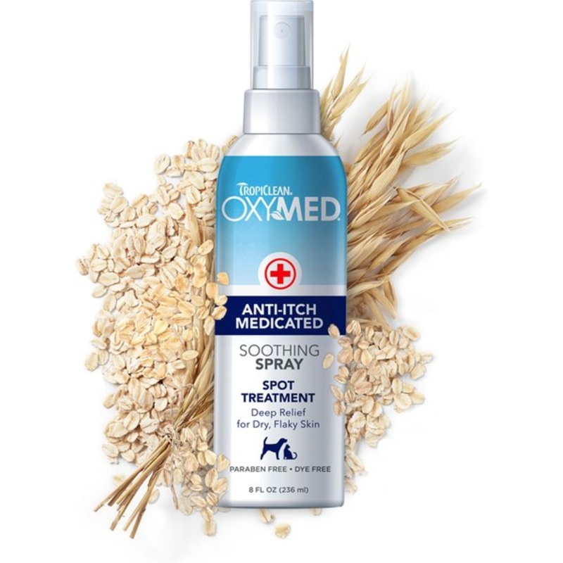 TropiClean OxyMed Medicated Itch Relief Soothing Spray for Dogs 8 oz
