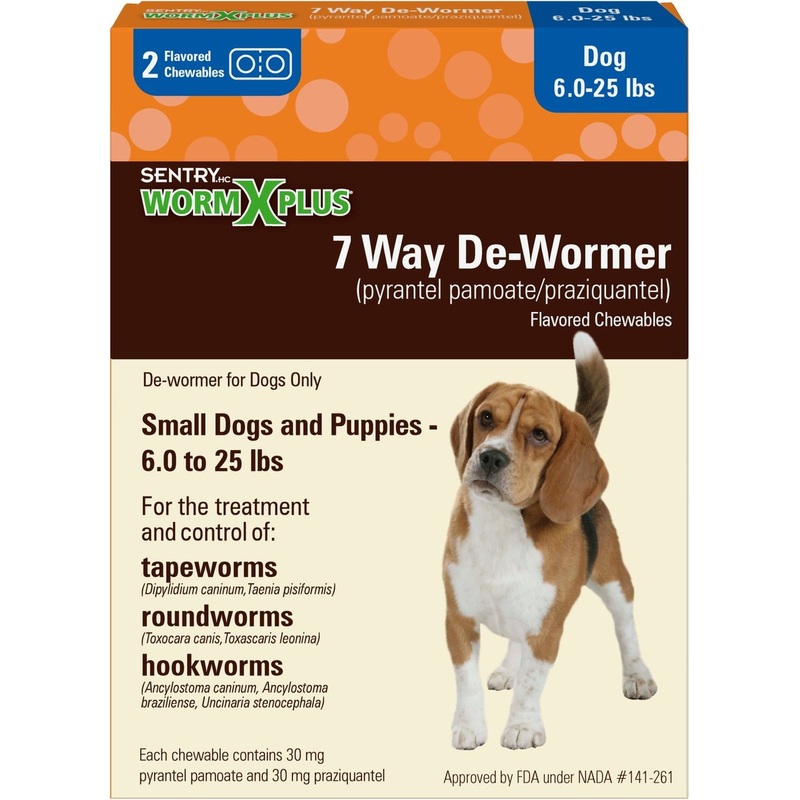 Sentry WormX Plus 7 Way Dewormer for Hookworms, Roundworm & Tapeworms for Small Breed Dogs 2 count