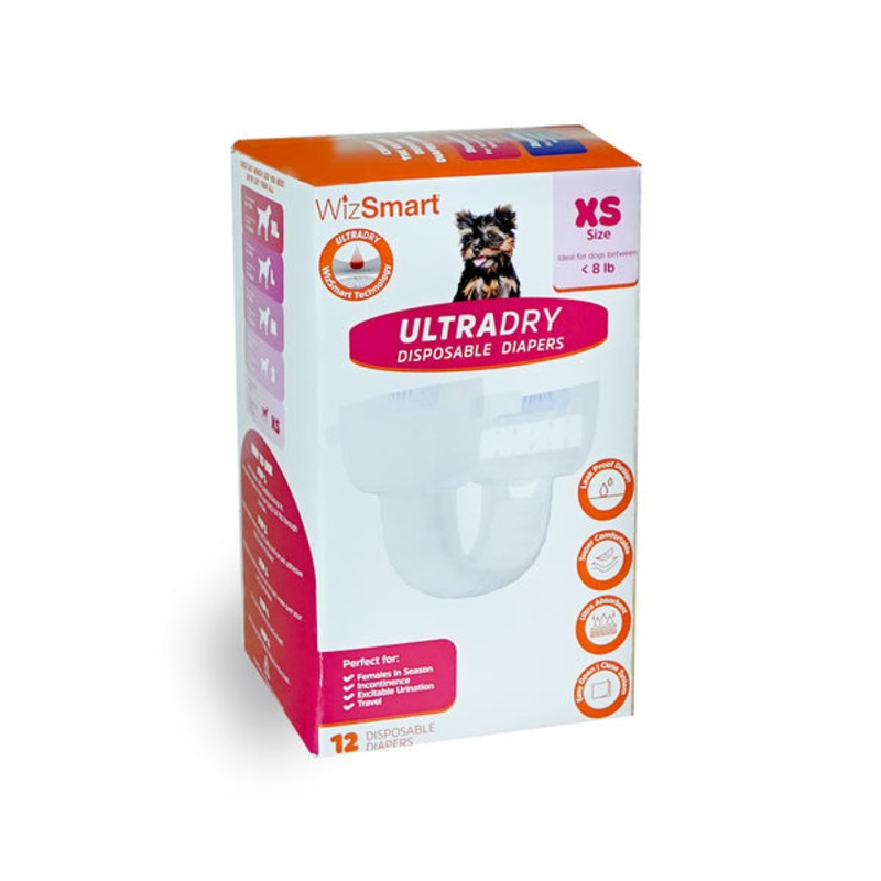 Wizsmart UltraDry Disposable Dog Diapers extra small – 12 count