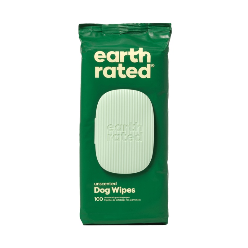 Earth Rated USDA Certified Biobased Unscented Grooming Wipes for Dogs and Cats 100 count