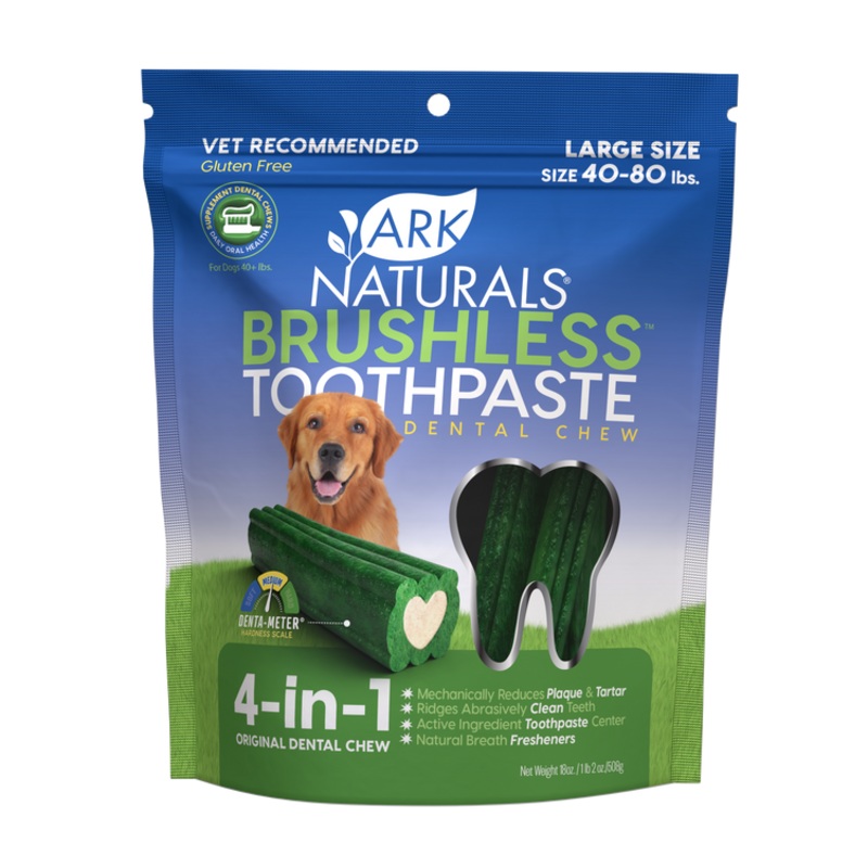 Ark Naturals Brushless Toothpaste Large Dental Chews for Dogs 18 oz large