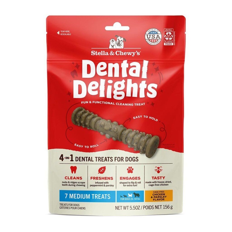 Stella & Chewy’s Medium Dental Delights Chicken & Parsley Flavor Treats for Dogs 0.86 oz
